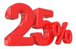 Sale 25 percent number red 3d render with generative AI