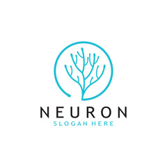 Wall Mural - nerve cell logo or neuron logo with vector template