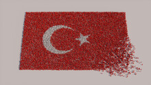 Turkish Banner Background, With People Coming Together To Form The Flag Of Turkey.