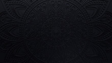 Diwali Celebration Background, With Black 3D Mandala Pattern. 3D Render.