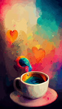 I Love Coffee Cup Illustration. Coffee Cup Illustration. International Coffee Day.