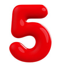 3d number 5 red