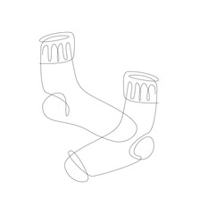 One line socks for autumn. Warm sock line art. vector clothes