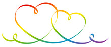 Kalligrafie Zwei Herzen Regenbogen