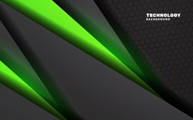 Wall Mural - Abstract modern technology black and green sport background