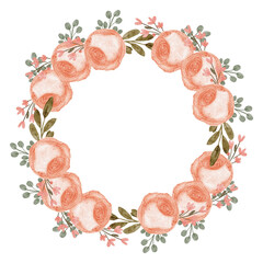 Wall Mural - watercolor rose floral flower circle wreath