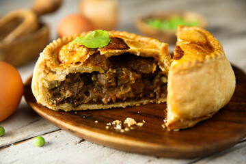 Traditional homemade British meat pie