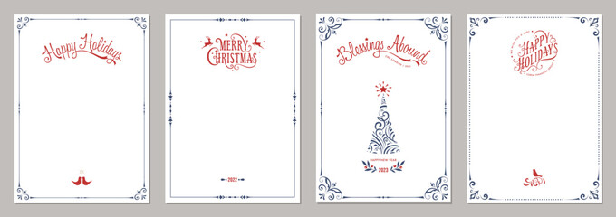 Wall Mural - holiday letterhead. ornate merry christmas greeting cards. universal trendy business and corporate w