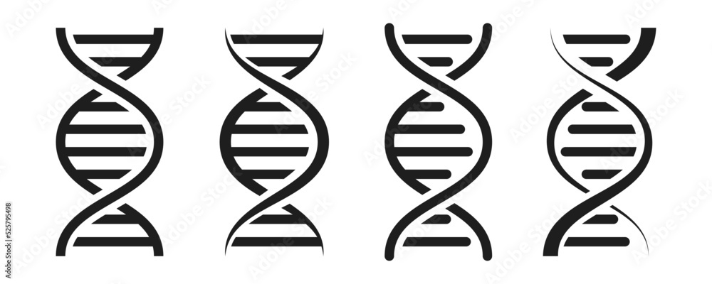 DNA genetic icon set. DNA structure molecule code. Helix chromosome ...