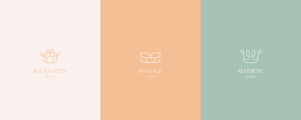 Beauty Spa Logo. Logo for business in the industry of beauty, health, personal hygiene.  Logo of a beauty salon, health industry, makeup artist. Line art style.