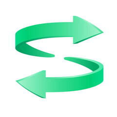 Two arrows green circulating around refresh icon, Update symbol or download.