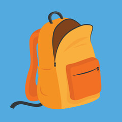 Sticker - Orange unzipped backpack, illustration, vector