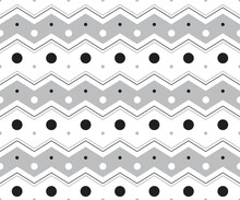 Black White Grey Polkadot Circle Round Horizontal Zig Zag Line Stripe Dot Dash Line Circle Seamless Pattern Vector Illustration Tablecloth, Picnic Mat Wrap Paper, Mat, Fabric, Textile, Scarf