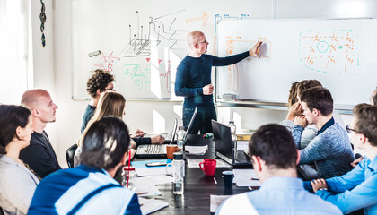 Wall Mural - informal it business startup company meeting. team leader discussing and brainstorming new project a