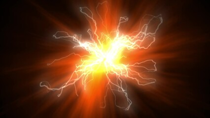 Wall Mural - 4k animated lightning on the background of a bunch of energy