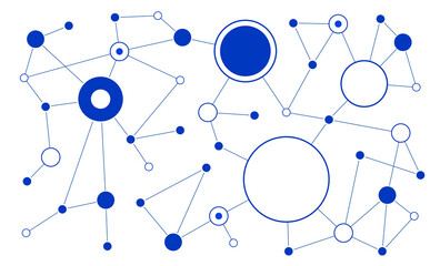 Fototapete - Futuristic network connected dots and lines technology background template. Fintech blockchain linked global digital database graphic vector.