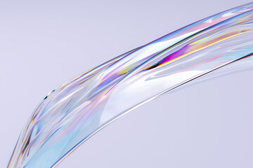 Dispersion spectrum liquid glass creative banner template, 3d rendering beautiful gradient transparent material