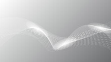 Abstract Grey White Vector Background With Flowing Particles. Digital Future Technology Concept. 