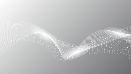 Wall Mural - Abstract grey white vector background with flowing particles. Digital future technology concept. 
