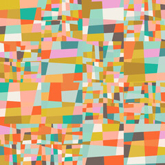 Leinwandbilder - Abstract geometric vector background with random pattern of simple shapes like rectangle, square, triangle and polygon. Pastel colored retro style colorful mosaic.