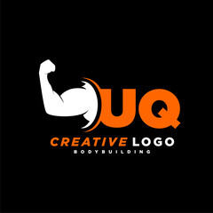 UQ initial monogram for fitnes or gym logo with creative style design