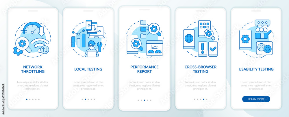 Mobile first design testing blue onboarding mobile app screen ...