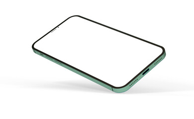 Modern glass smartphone hanging over the table