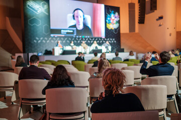 People listening to online speaker