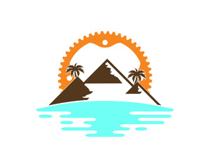 Sticker - Mountain and beach with bicycle gear