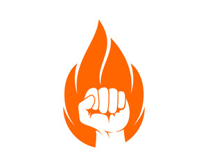 Sticker - Fire with fist hand inside