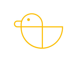 Poster - Duck white shape with yellow line