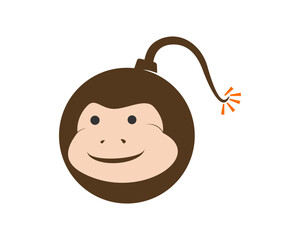 Wall Mural - Circle bomb shape with monkey inside