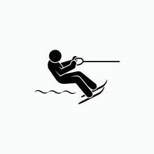 Water Ski Icon.  Recreation And Sport Symbol - Vector.