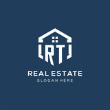 Fototapeta  - Letter RT logo for real estate with hexagon style