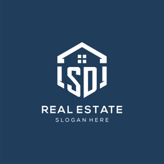 Wall Mural - Letter SD logo for real estate with hexagon style