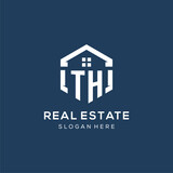 Fototapeta  - Letter TH logo for real estate with hexagon style