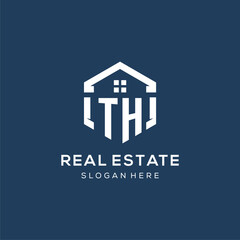 Wall Mural - Letter TH logo for real estate with hexagon style