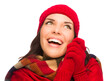 © Andy Dean - Transparent PNG of Mixed Race Woman Wearing Mittens and Hat Looks to Side.