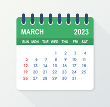March 2023 Calendar Leaf. Calendar 2023 In Flat Style. Vector Illustration.