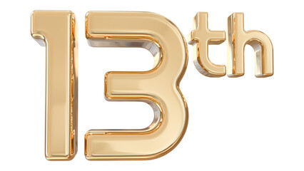 number 12th years anniversary gold 3d