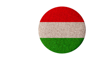 Wall Mural - flag of Hungary,round cork coaster isolated on white background