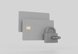 Safe storage and use of bank cards. Additional insurance and bank service. 3d rendering.