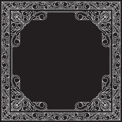 Sticker - Decorative monochrome ornate retro floral blank frame