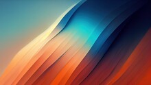 Blue And Orange Abstract Background. Colorful Gradiant With Smooth Flat Geometric Shapes. Web Banner. Digital Graphic Elements. High End 4K Wallpaper. 3D Render.
