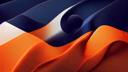 Wall Mural - blue and orange abstract background. colorful gradiant with smooth flat geometric shapes. web banner