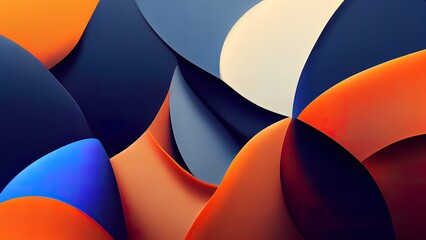 Wall Mural - blue and orange abstract background. colorful gradiant with smooth flat geometric shapes. web banner