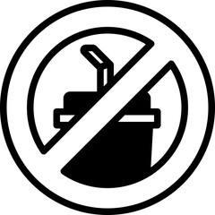 Poster - no straws solid line icon