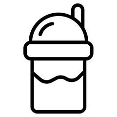 Wall Mural - A customizable linear icon of milkshake 