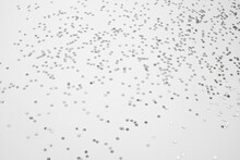 Sparkles Silver Stars On White Background With Text Place- Image