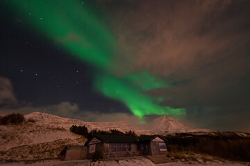 aurora borealis in the mountains